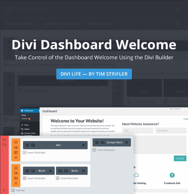 Divi Dashboard Bienvenue