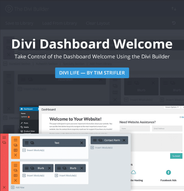 Divi Dashboard Bienvenue