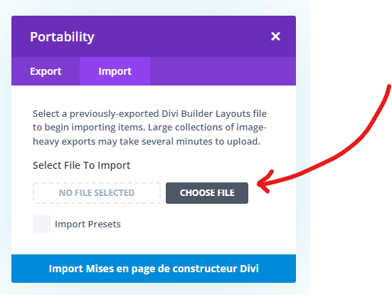 Choisir le fichier de téléchargement