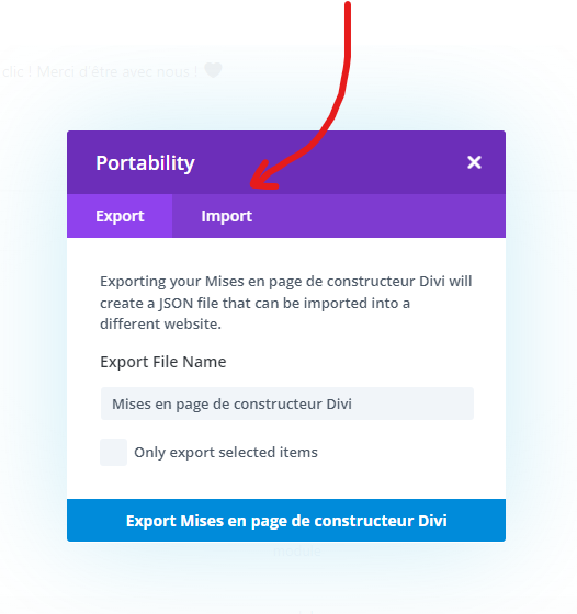 Téléchargez une mise en page Divi