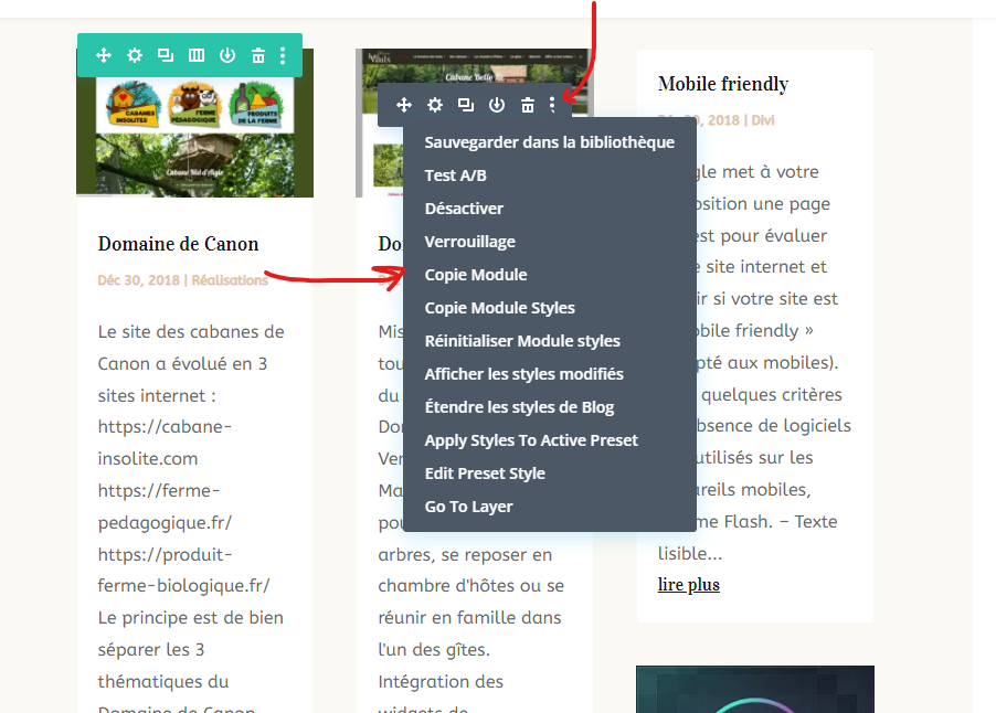 Copier le module de blog