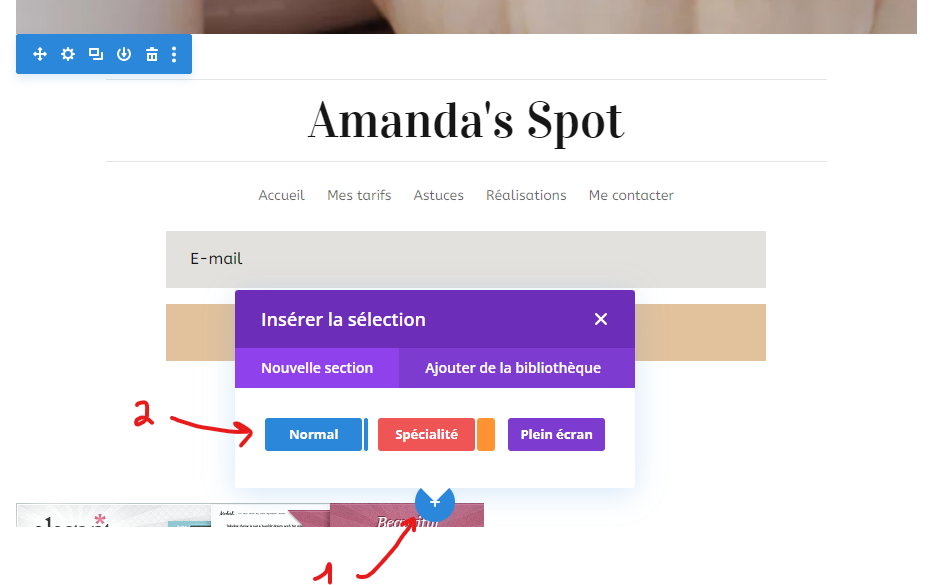 Création de la section