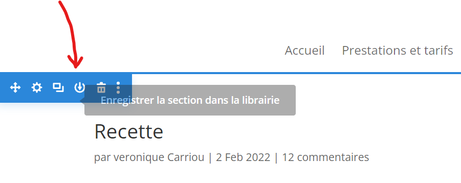 Enregistrer la section dans la librairie