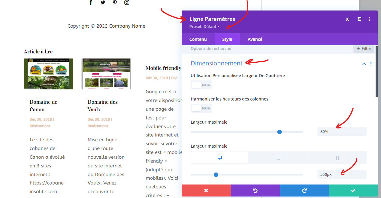 Personnaliser la ligne
