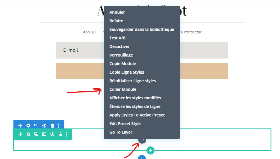 coller le module de blog