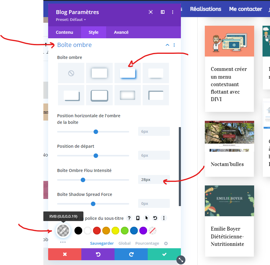 donner une ombre au blog